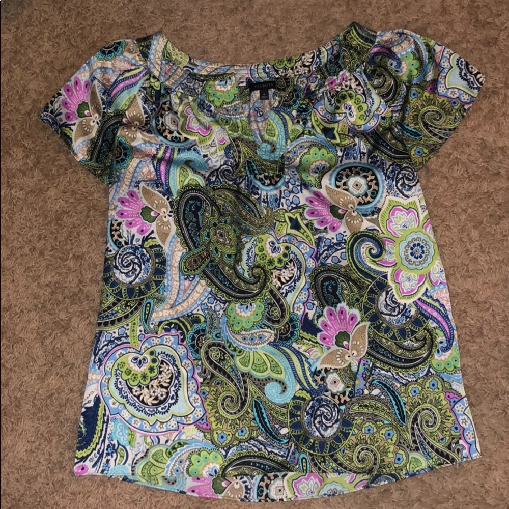 Talbots multicolor short sleeve blouse, size 6